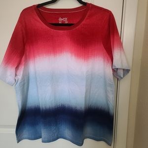 D & CO Red, White, And Blue Womens Short Sleeve Top.